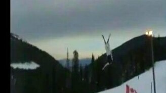 Неожиданный трюк лыжника - смотреть видео (0:14)