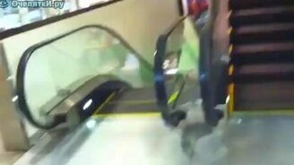 Катание на перилах эскалатора - смотреть видео (0:52)