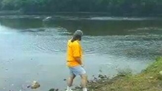 Мастерски пускает лягушки - смотреть видео (0:17)