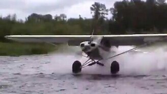 Жёсткое приземление возле речки - смотреть видео (0:56)