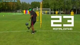 Звезды футбола набивают мяч вслепую - смотреть видео (1:18)