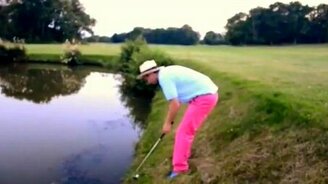 Замудрённый удар неопытного гольфиста - смотреть видео (1:09)