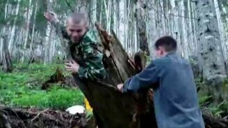 Застрял внутри пенька - смотреть видео (2:10)