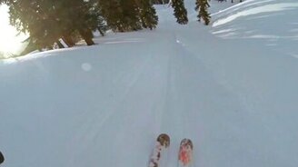 Бэкфлип на горных лыжах от первого лица - смотреть видео (0:35)