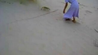 Дети играют с пустынной лисой - смотреть видео (2:00)