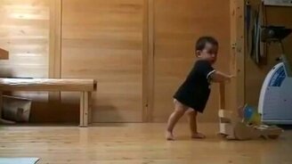 Кошка учит малыша ходить - смотреть видео (1:13)