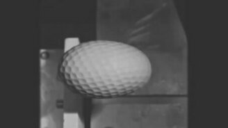 Удар шарика о стальной щит в замедлении - смотреть видео (0:29)