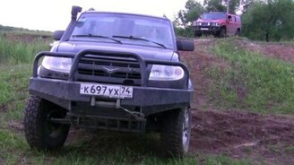 Хаммер Н2 против УАЗ Патриот на бездорожье - смотреть видео (5:07)