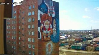 Славянская живопись на девятиэтажке - смотреть видео (5:28)