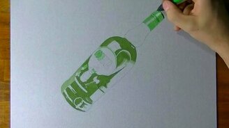 Реалистично нарисованная бутыль - смотреть видео (3:34)