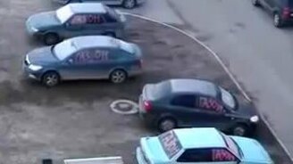 Месть тем, кто паркуется на газонах - смотреть видео (0:36)
