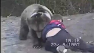 Мальчик борется с медведем - смотреть видео (2:06)