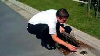 Спас утят из канализации - смотреть видео (2:11)