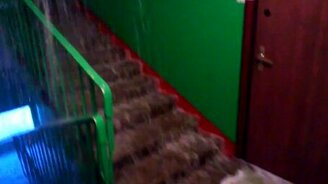 Ливень в подъезде - смотреть видео (1:08)