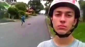 Неудачный трюк на скейте - смотреть видео (0:11)