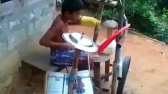 Барабан-самоделка - смотреть видео (1:11)