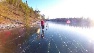 Живописное место для катания на коньках - смотреть видео (2:27)