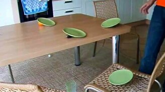 Трюки с шариком для пинг-понга и тарелками - смотреть видео (0:43)