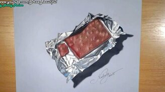 Реалистичный рисунок шоколада на фольге - смотреть видео (2:21)