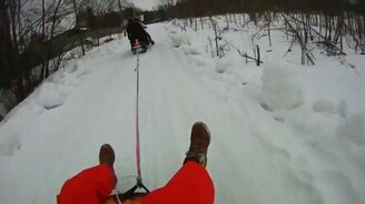 Прокатился за снегоходом - смотреть видео (0:55)