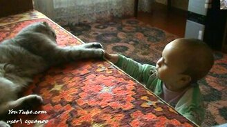 Кот Тихон и малышка - смотреть видео (3:37)
