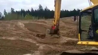 Экскаваторщик выручает оленёнка - смотреть видео (2:19)