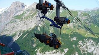 Доставка техники по канатной дороге - смотреть видео (1:49)