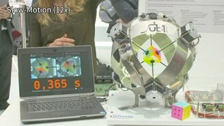 Самый быстрый сборщик кубика Рубика - смотреть видео (0:21)