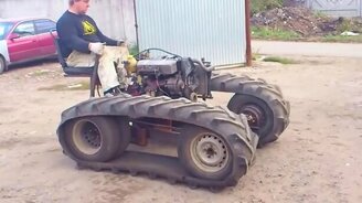 Гусеничный трактор - самоделка - смотреть видео (3:05)