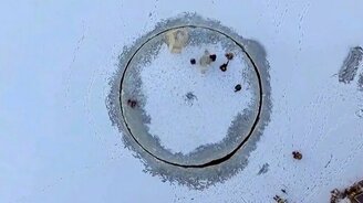 Ледяная карусель на берегу озера - смотреть видео (1:15)