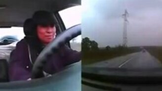 Реакция на ДТП женщины-водителя - смотреть видео (0:27)