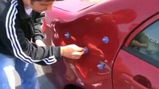 Удаление вмятины на кузове своими руками - смотреть видео (2:59)