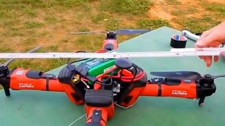 Квадрокоптер из болгарок - смотреть видео (1:38)