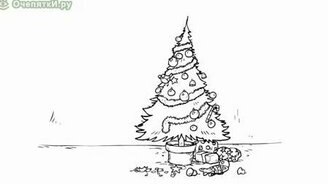 Кот и новогодняя ёлка - смотреть видео (2:13)