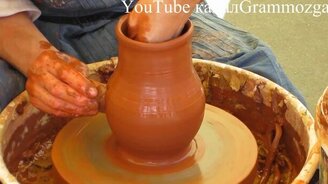 Глиняный кувшин: изготовление на гончарном круге - смотреть видео (5:34)