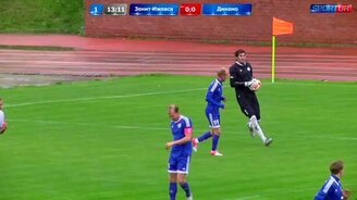 Гол вратаря от своих ворот - смотреть видео (0:38)