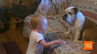 Девочка беседует с псом - смотреть видео (0:32)