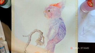 Попугай акварелью - смотреть видео (1:15)