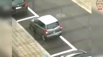 Женщина паркуется на маленьком авто - смотреть видео (0:42)