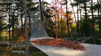 Красивое падение на батут с листьями - смотреть видео (0:59)