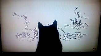 Кошка смотрит мультик про кота - смотреть видео (1:07)
