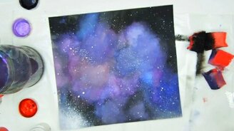 Как нарисовать космос красками - смотреть видео (4:27)
