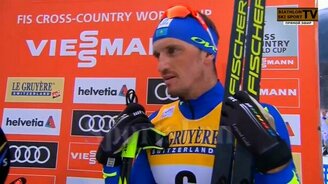 Яркое интервью лыжника - смотреть видео (0:56)