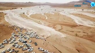 Как арабских водителей чуть не затопило - смотреть видео (1:26)