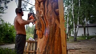 Трибог из ствола лиственницы - смотреть видео (2:16)