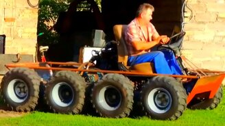 Самодельный восьмиколёсный вездеход - смотреть видео (1:36)