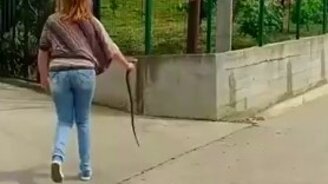 Бесстрашная девушка и змея - смотреть видео (0:21)