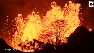 Лава в ночное время суток - смотреть видео (1:05)