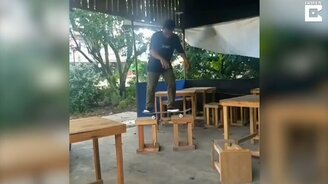 Неудача скейтера в замедлении - смотреть видео (0:26)