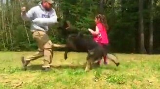 Овчарка защищает девочку - смотреть видео (0:12)